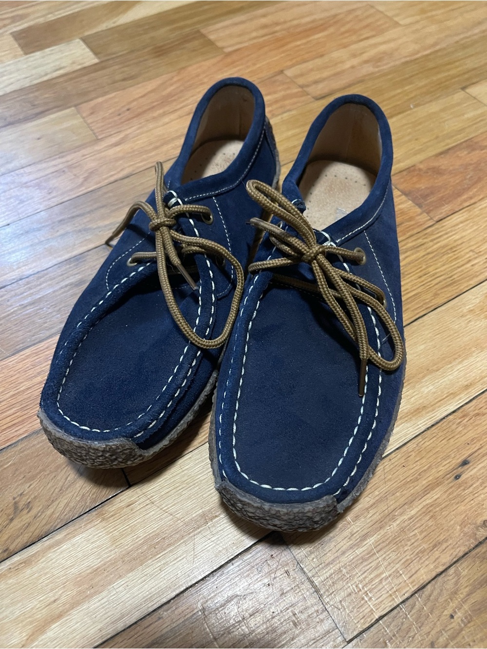 Classic Navy Suede Moccasin-Style Slip-On Loafers